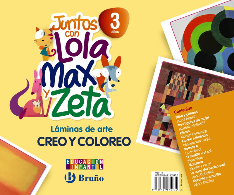 Juntos con Lola, Max y Zeta 3 años Láminas de arte Creo y coloreo