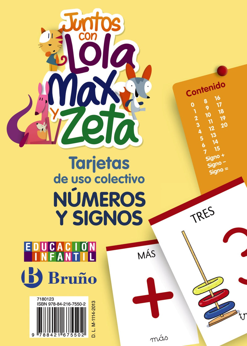 Juntos con Lola, Max y Zeta Tarjetas de números y signos