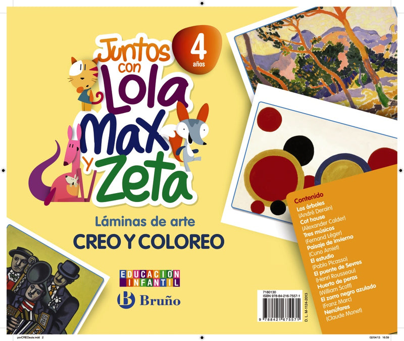 Juntos con Lola, Max y Zeta 4 años Láminas de arte Creo y coloreo