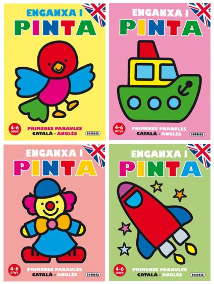 Enganxa i pinta primeres paraules català - anglès (4 títols)
