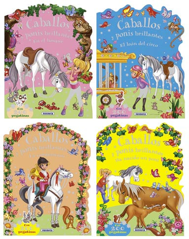 Caballos y ponis brillantes con pegatinas (4 títulos)