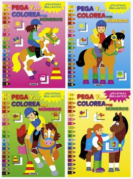 Pega y... colorea por números (4 títulos)