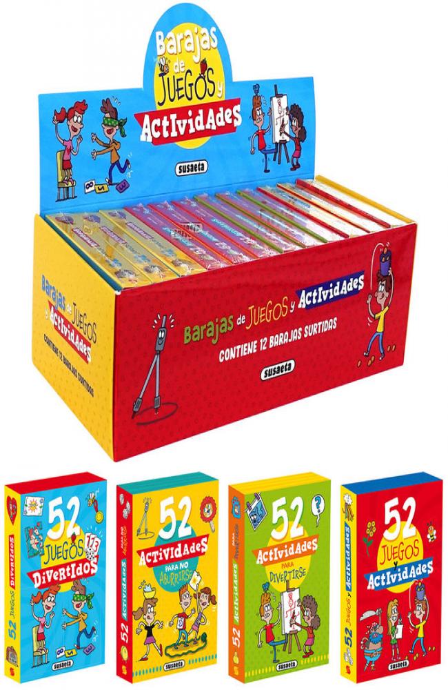 Estuche con 12 barajas de juegos y actividades