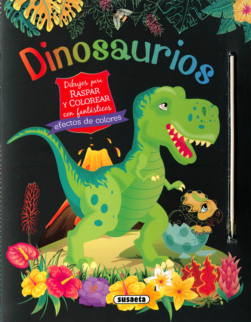 Dinosaurios. Dibujos para raspar y colorear